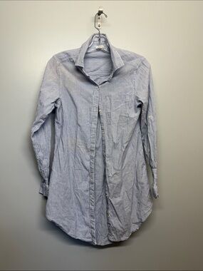 Japna Light Blue Button Up Striped Long Shirt Mini Dress